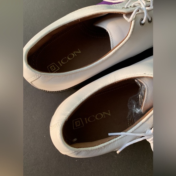 Footjoy Icon Traditional Golf Shoes White W/ Purple (11.5) - Picture 4 of 6